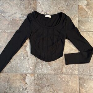 Altar'd State Black Ribbed Bodysuit